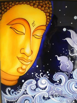 buddha Painting - Buddha head in waves Buddhism